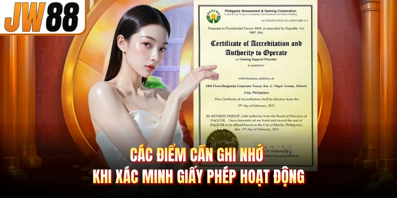 Các điểm cần ghi nhớ khi xác minh giấy phép hoạt động